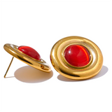 Iris Round Stud Earrings – Waterproof Chic Jewelry | Huna Jewelry