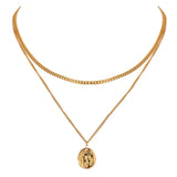 Sadie Layered Pendant Necklace – Textured Gold Statement Jewelry | Huna Jewelry