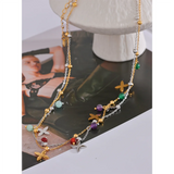 Annamaria Natural Stone Flower Necklace – Trendy Waterproof Jewelry | Huna Jewelry