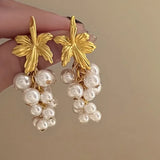 Vintage Pearl Grape Earrings – Gold Statement Jewelry | Huna Jewelry