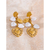 Mamie Heart & Pearl Shell Drop Earrings – Romantic Charm Mix | Huna Jewelry