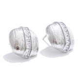 Odah Square Stud Earrings – Classy Design with Mini Zirconia Line | Huna Jewelry