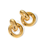 Hollow Circle Stainless Steel Stud Earrings – Minimalist Elegance | Huna Jewelry