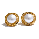 Rowena Pearl Stud Earrings – Classic & Hypoallergenic Jewelry | Huna Jewelry