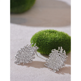Kristen Square Stud Earrings – Textured & Water Resistant Design | Huna Jewelry