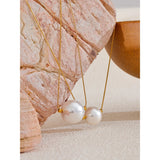 Elena Large Pearl Pendant Necklace – Elegant Minimalist Jewelry | Huna Jewelry