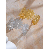 Dolce Floral Cuff Bracelet – Wide Open Bangle, Water-Resistant Design | Huna Jewelry