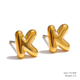 Charlie A-Z Initial Stud Earrings – Minimalist & Tarnish-Resistant | Huna Jewelry