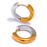 Lorelei Two-Tone Round Hoop Earrings – Trendy & Versatile Jewelry | Huna Jewelry