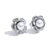 Inez Pearl Flower Stud Earrings – Vintage Classic & Timeless | Huna Jewelry