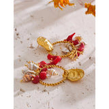 Dorothea Shell Conch Drop Earrings – Elegant Gold Jewelry | Huna Jewelry
