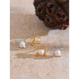 Lana Pearl Bow Earrings – Elegant & Trendy Jewelry for Women | Huna Jewelry