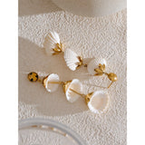 Ingrid Shell Drop Earrings – Elegant Long Dangle Jewelry for Women | Huna Jewelry