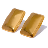 Leah Rectangular Stud Earrings – Glossy, Bold & Waterproof Design | Huna Jewelry