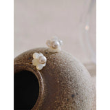 Lila Pearl Shell Flower Stud Earrings – Dainty & Elegant Jewelry | Huna Jewelry