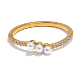 Gabriella Pearl Ring – Delicate Thin Band & Timeless Design | Huna Jewelry