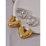 Jacqueline Heart Hoop Earrings – Rust Proof & Stylish Design | Huna Jewelry