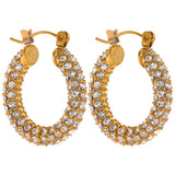 Paloma Hoop Earrings – Gold Plated Hoop with Mini Zirconia Stones | Huna Jewelry