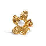 Marie Flower Pearl Ring – Bold & Stylish Elegant Jewelry | Huna Jewelry