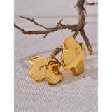 Kinsley Chunky Cross Stud Earrings – Bold Glossy Texture for Effortless Edge | Huna Jewelry
