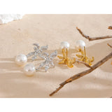 Demi Floral Pearl Drop Earrings – Elegant Waterproof Jewelry | Huna Jewelry