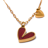 Enamel Shell Linked Hearts Necklace – Elegant & Romantic | Huna Jewelry