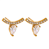 Luna Water Drop Stud Earrings – Shiny Cubic Zirconia & Elegant Style | Huna Jewelry