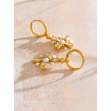 Ira Cross Drop Hoop Earrings – Pearl & Sparkle Charm Jewelry | Huna Jewelry