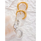 Lydia Geometric C Hoop Earrings – Minimalist Waterproof Design | Huna Jewelry