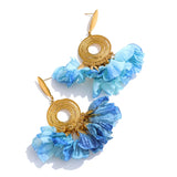 Julia Blue Flower Drop Earrings – Boho Chic Statement Jewelry | Huna Jewelry