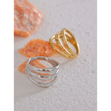 Kenza Layered Wide Ring – Simple & Stylish Gold Statement | Huna Jewelry