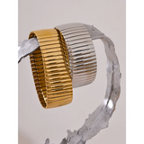 Yara Wide Metal Bangle – Elastic Rust-Resistant Bracelet | Huna Jewelry