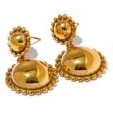 Delilah Round Drop Earrings – Chic Waterproof Statement Jewelry | Huna Jewelry