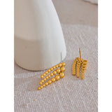 Judy Round Beaded Stud Earrings – Stylish & Rust-Proof Jewelry | Huna Jewelry
