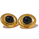 Iris Round Stud Earrings – Waterproof Chic Jewelry | Huna Jewelry