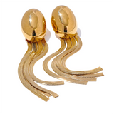 Claudette Oval Tassel Snake Drop Earrings – Trendy & Elegant | Huna Jewelry