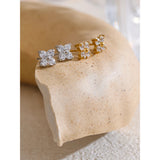 Gold-Plated Flower Stud Earrings – Cubic Zirconia Jewelry | Huna Jewelry