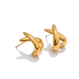 Morgan X-Shape Stud Earrings – Minimalist & Stylish Everyday Jewelry | Huna Jewelry