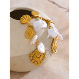 Mamie Heart & Pearl Shell Drop Earrings – Romantic Charm Mix | Huna Jewelry