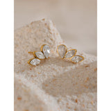 Helen Wing Stud Earrings – Elegant Marquise-Cut Sparkle Trio | Huna Jewelry