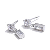 Kallie Rectangle Drop Earrings – Sparkling Zirconia Elegance | Huna Jewelry