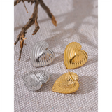 Paisley Heart Stud Earrings – Minimalist & Hypoallergenic Jewelry | Huna Jewelry