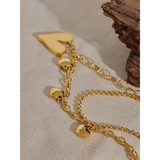 Maeve Heart Charm Necklace – Double Layer Waterproof & Chic Jewelry | Huna Jewelry