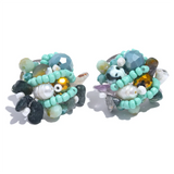 Solara Boho Stud Earrings – Handmade Pearl & Crystal Beaded Charm | Huna Jewelry