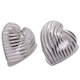 Paisley Heart Stud Earrings – Minimalist & Hypoallergenic Jewelry | Huna Jewelry