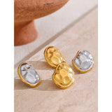 Erin Irregular Round Stud Earrings – Waterproof & Modern Minimalist | Huna Jewelry