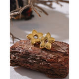 Petra Flower Star Stud Earrings – Minimalist & Waterproof Design | Huna Jewelry