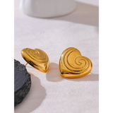 Vienna Heart Swirl Earrings – Bold & Rust-Proof Gold Jewelry | Huna Jewelry