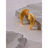 Flynn Striped Geometric Stud Earrings – Unique & Hypoallergenic | Huna Jewelry