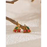 Guinevere Cherry Stud Earrings – Cute & Trendy Fruit Piece | Huna Jewelry